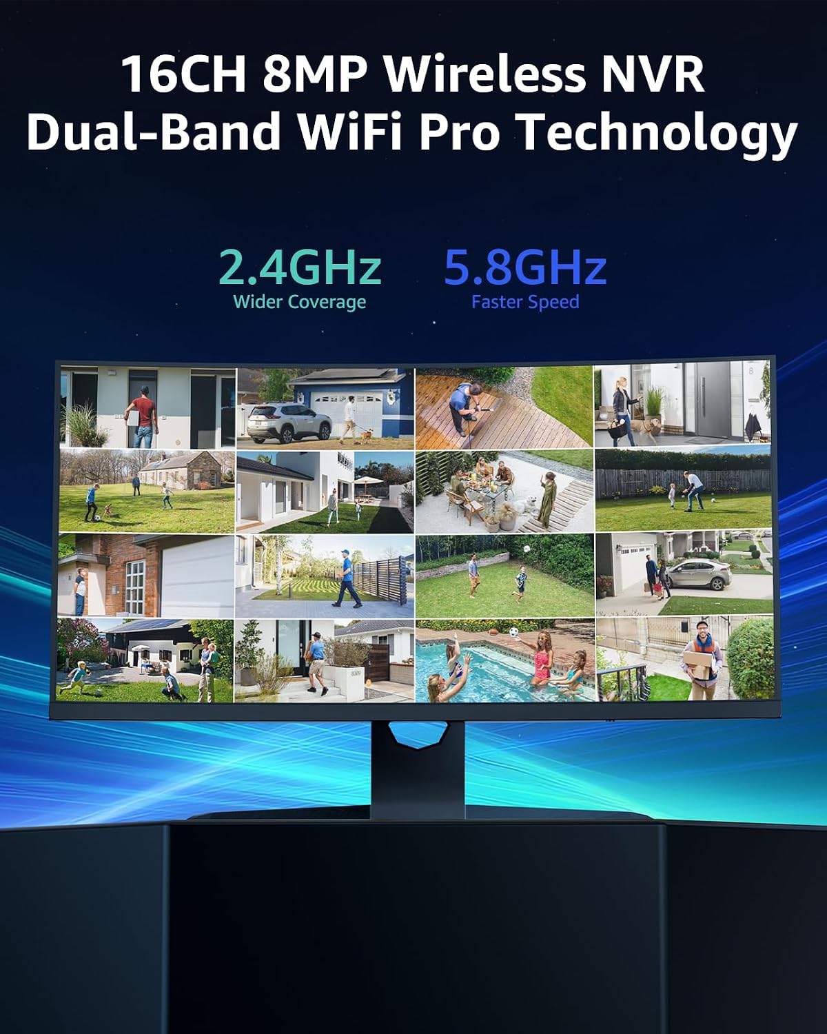 ANNKE Wireless Security Camera System-16CH Expandable 4K Security NVR, 8Pcs 2K Outdoor Cameras, 2-Way Voice, Motion Alert, Weatherproof, Mobile App-Controlled for Indoor/Outdoor Use, 1TB