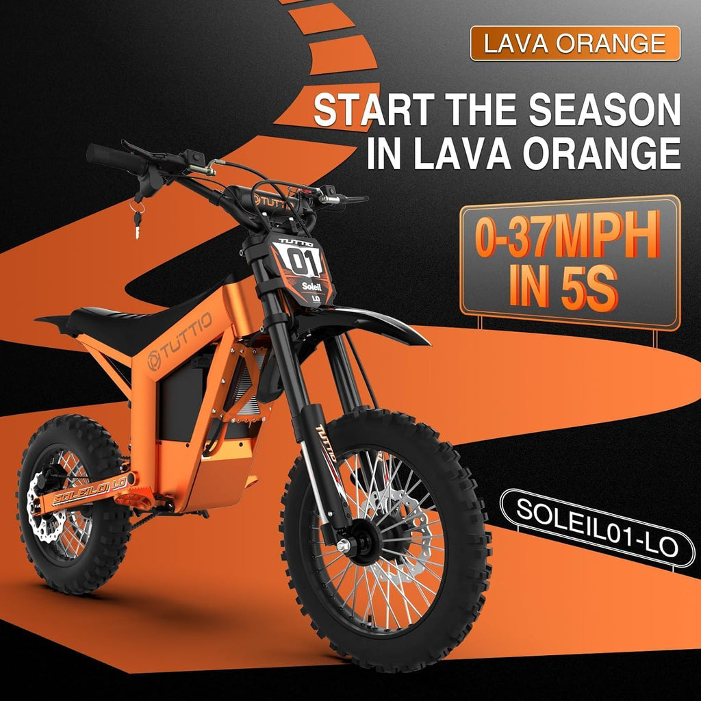 Tuttio Electric Dirt Bike Teens Adults 2000W/3000W 220NM 37MPH Electric Bike 48V 21AH Removable Battery with Hydraulic Brakes (21AH Dirt Bike)