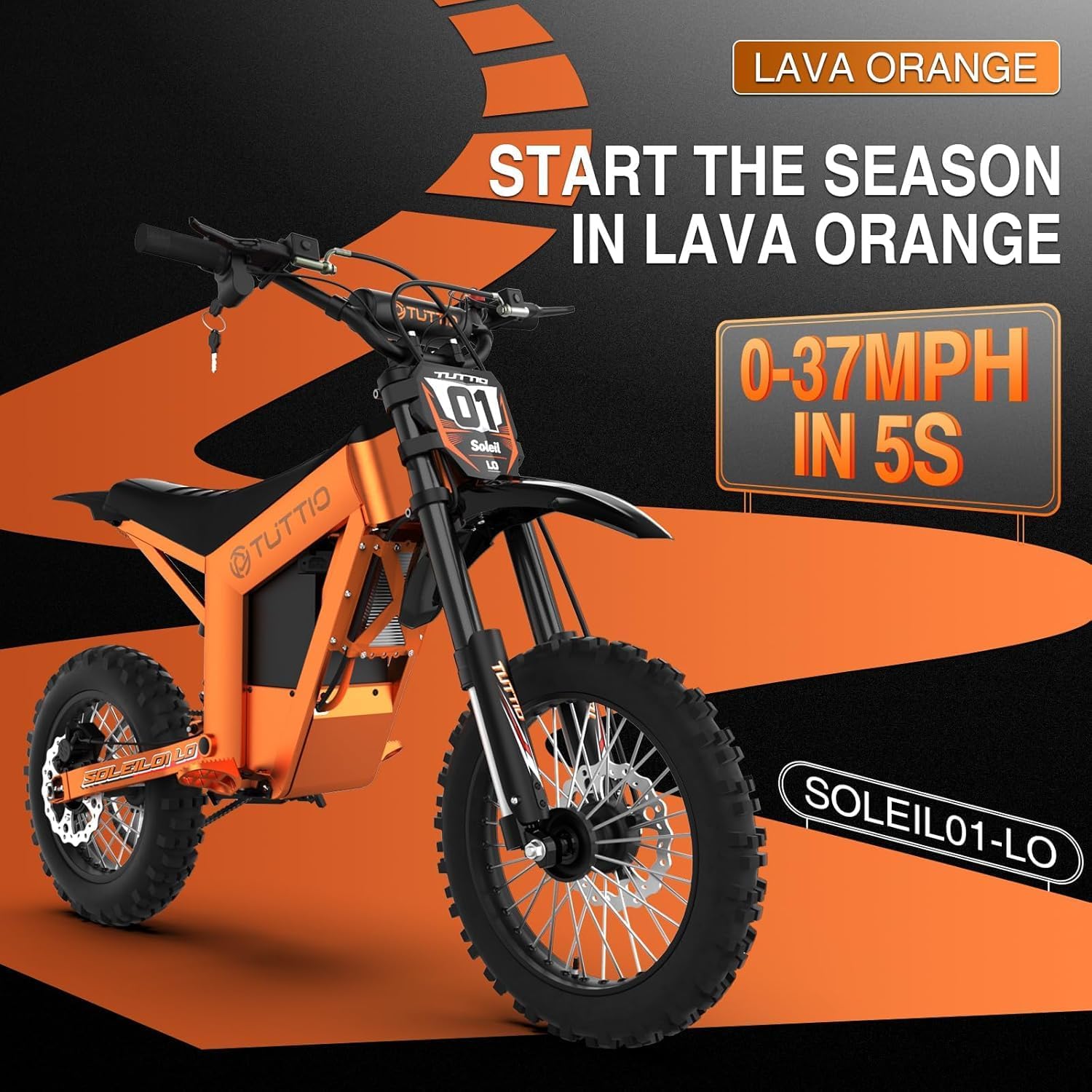 Tuttio Electric Dirt Bike Teens Adults 2000W/3000W 220NM 37MPH Electric Bike 48V 21AH Removable Battery with Hydraulic Brakes (21AH Dirt Bike)