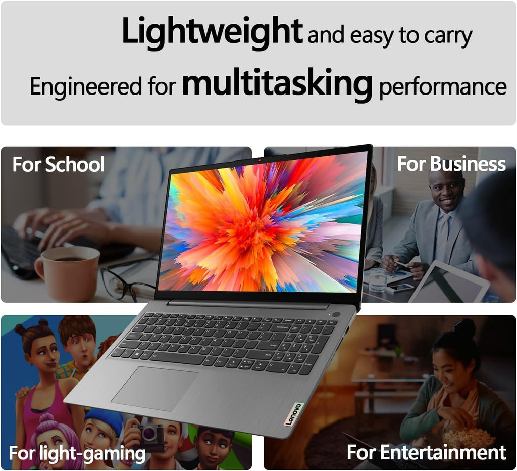 Lenovo IdeaPad 1 Student Laptop, 15.6' FHD Display, Intel Dual Core Processor, 12GB RAM, 256GB SSD + 128GB eMMC, 1 Year Office 365, Wi-Fi 6, SD Card Reader, W11H, Grey, Additional 1 Yr ADP