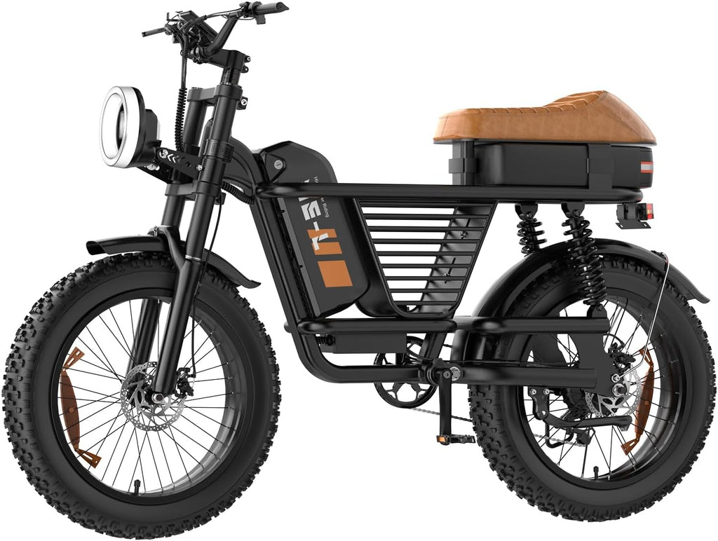 HiKeep Electric Bike for Adults - 16/20 Inch Fat Tire Ebike, 750W/Peak 1500W Motor Ebike, 48V15.6AH Detachable Battery, 4 Riding Modes Electric Dirt Bike