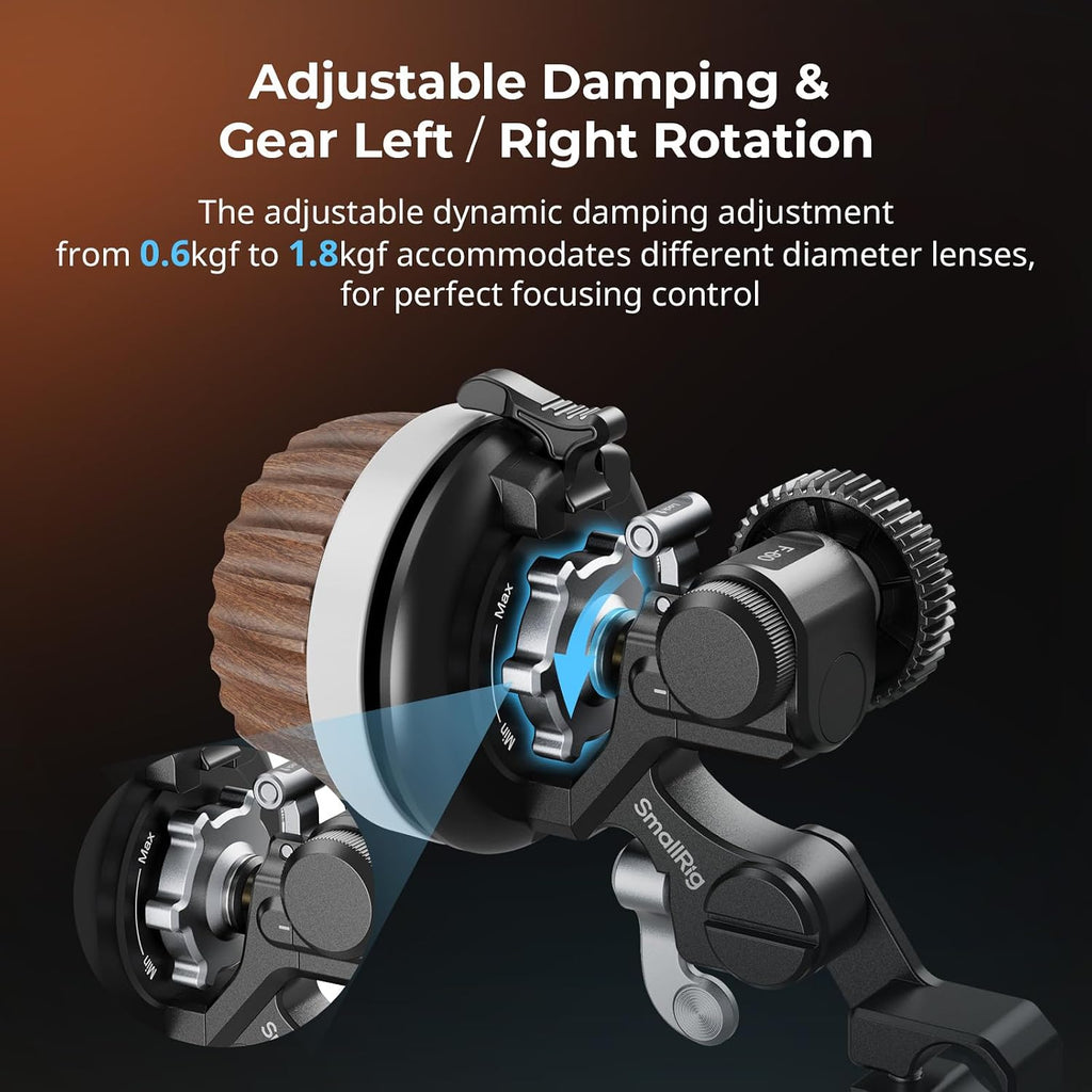 SmallRig F60 Modular Follow Focus with A/B Stops, Allows Wide-Range (0.6kgf-1.8kgf) Stepless Damping Adjustment, with 15mm Rod Clamp and Snap-on Gear Ring Belt for DLSRs and Mirrorless Camera