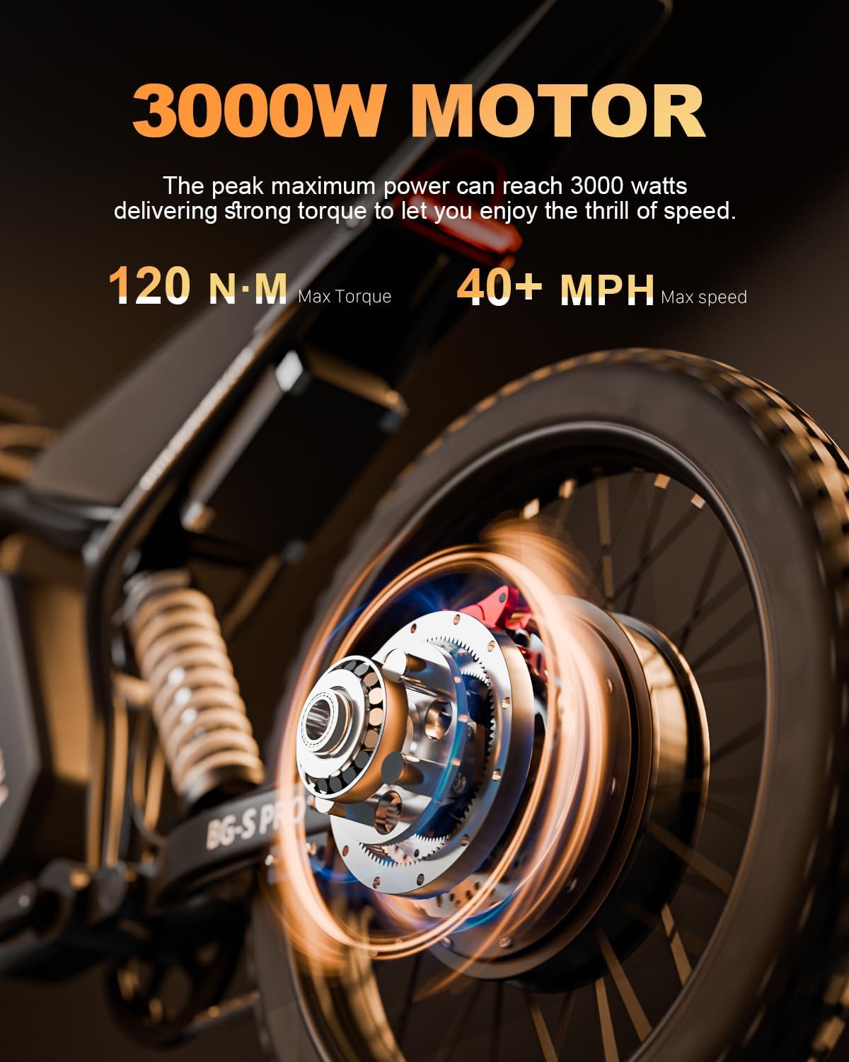 BIGNIU Off-Road Ebike, Electric Dirt Bike Electric Bike for Adults with 3000W Peak Motor, 60V 32Ah Battery, 19x2.1 Fat Tires, Removable Battery, E Bike for Teens, City Riding