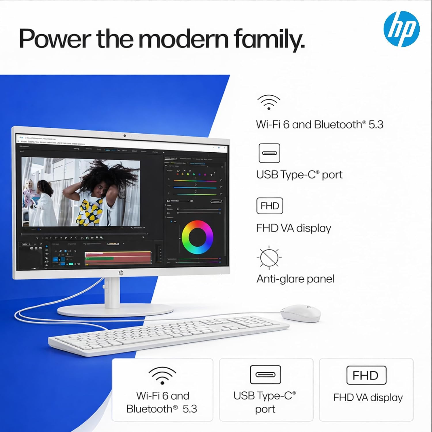 HP 22' FHD All-in-One Desktop Computer • 32GB DDR5 RAM • 512GB External and 128GB UFS Storage | The New Version for Everyday Efficency • Latest 13th Gen Intel Quad-Core • Office 365 for The Web