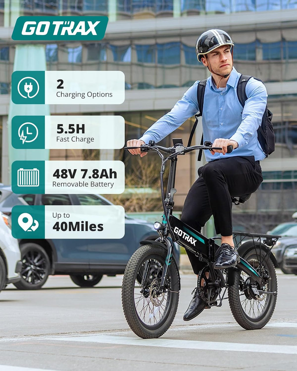 Gotrax 20' Folding Electric Bike with 40Miles (Pedal-assist1) by 48V Battery, 20Mph Power by Peak 500W, Adult Electric Bicycle with 5 Pedal-Assist Levels& LCD Display, Suitable for Commuting