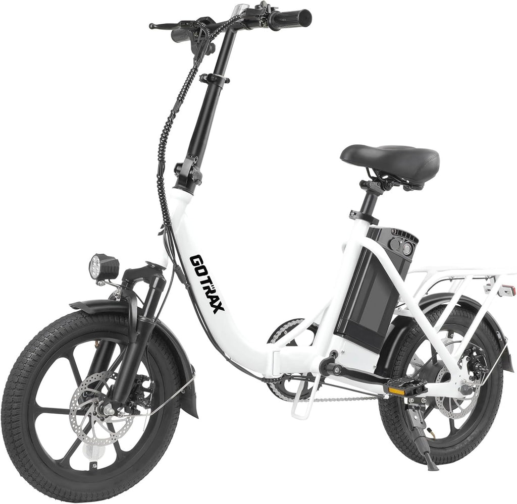 Gotrax 16' Folding Electric Bike, Max 28Miles Range(Pedal-Assist) & Speed 15.5Mph Power by Peak 500W, E-Bike with Removable Battery, Suspension & Adjustable Size, Commuter Bicycle for Adults/Teens