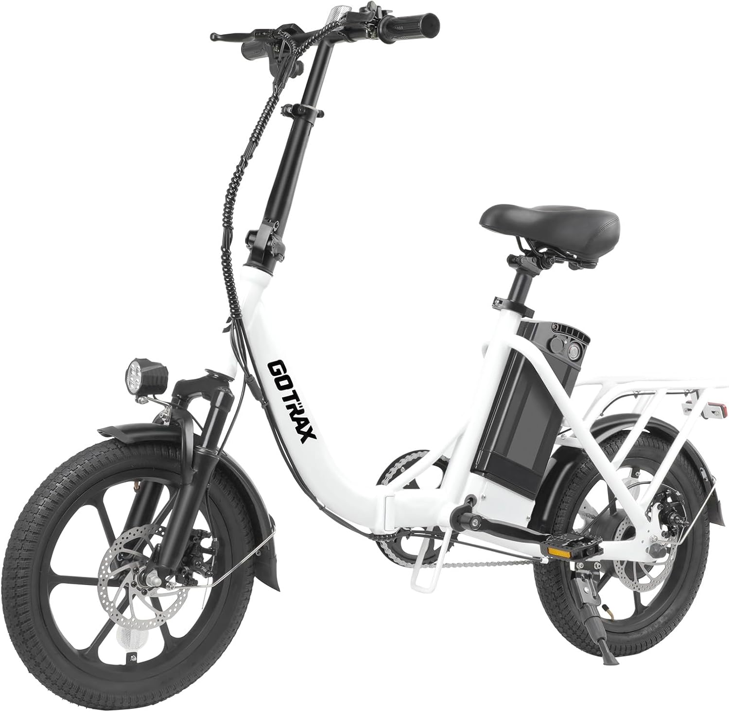 Gotrax 16' Folding Electric Bike, Max 28Miles Range(Pedal-Assist) & Speed 15.5Mph Power by Peak 500W, E-Bike with Removable Battery, Suspension & Adjustable Size, Commuter Bicycle for Adults/Teens