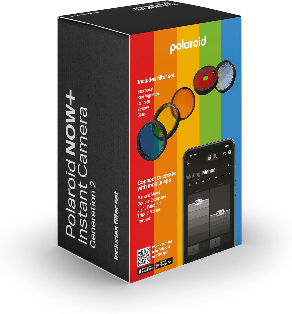 Polaroid Now+ 2nd Generation I-Type Instant Film Bluetooth Connected App Controlled Camera - Black (9076)