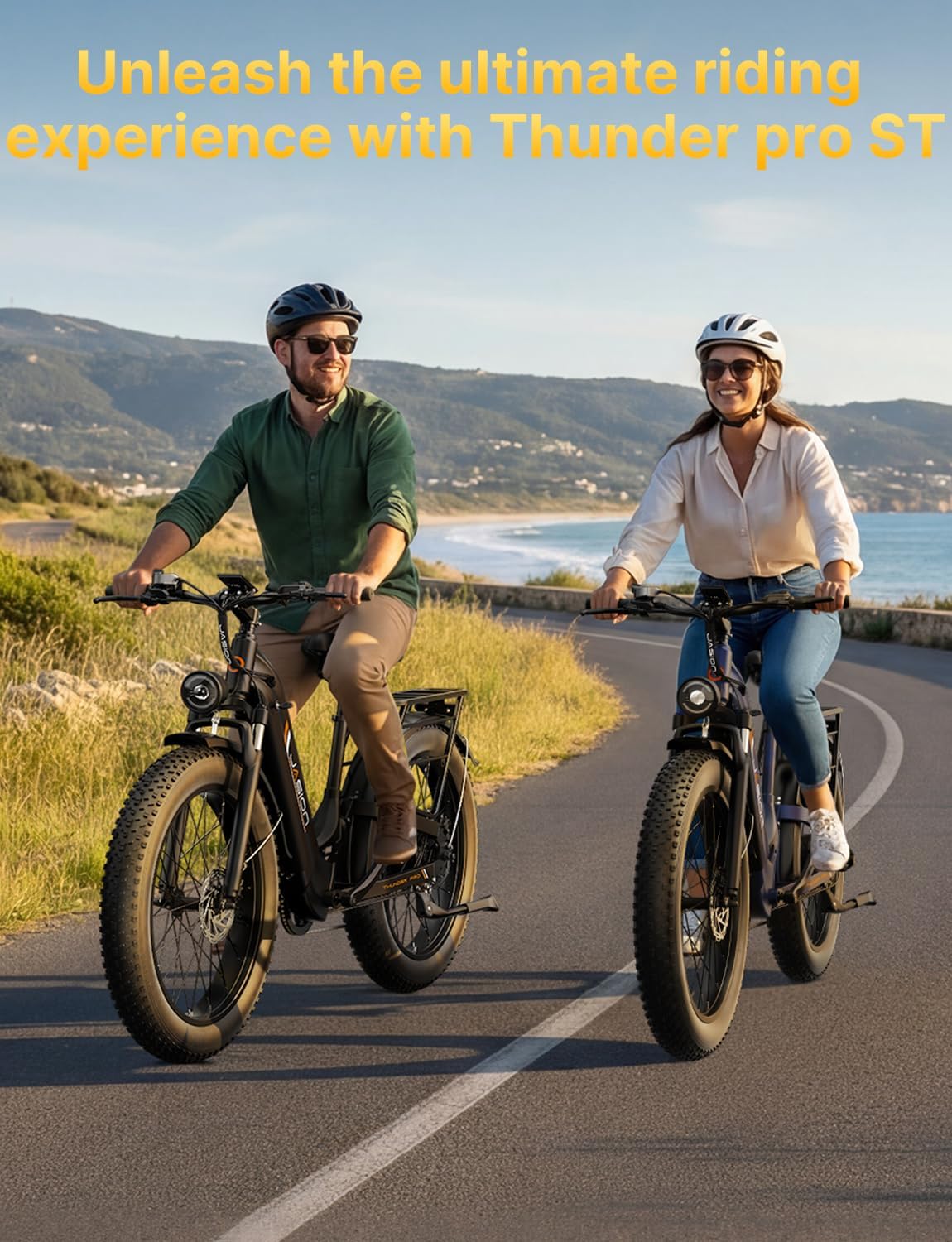Jasion Thunder/PRO/ST Electric Bike,2000W/1800W Peak Ebikes for Adults,26''Fat Tire Best Ebike for Men,90/80 Miles with 1040Wh/864Wh Battery,35/30+MPH Max Speed Bicycles,500/400LB Capacity