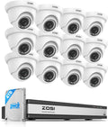 ZOSI 1080p 16 Channel Security Camera System with AI Human Vehicle Detect, H.265+ 16CH CCTV DVR and 12 x 1080p Dome Camera Outdoor Indoor, 80ft Night Vision, 105° View Angle, Alert Push, 4TB HDD