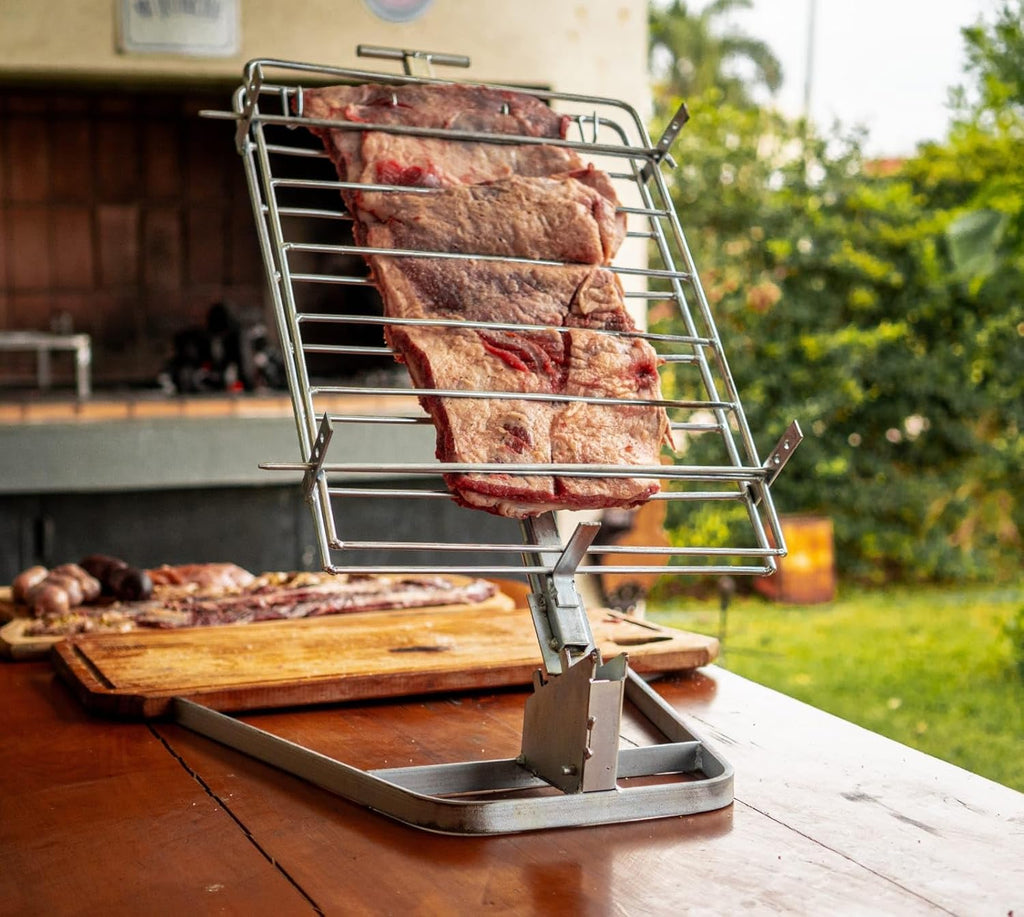 Argentine Asado Cross - Asador Criollo Estaca with Adjustable Base, Asado a la Cruz, BBQ Grill, Robust Design, Argentina grill outdoor, Includes Rotatable Cross, Durable Iron Construction