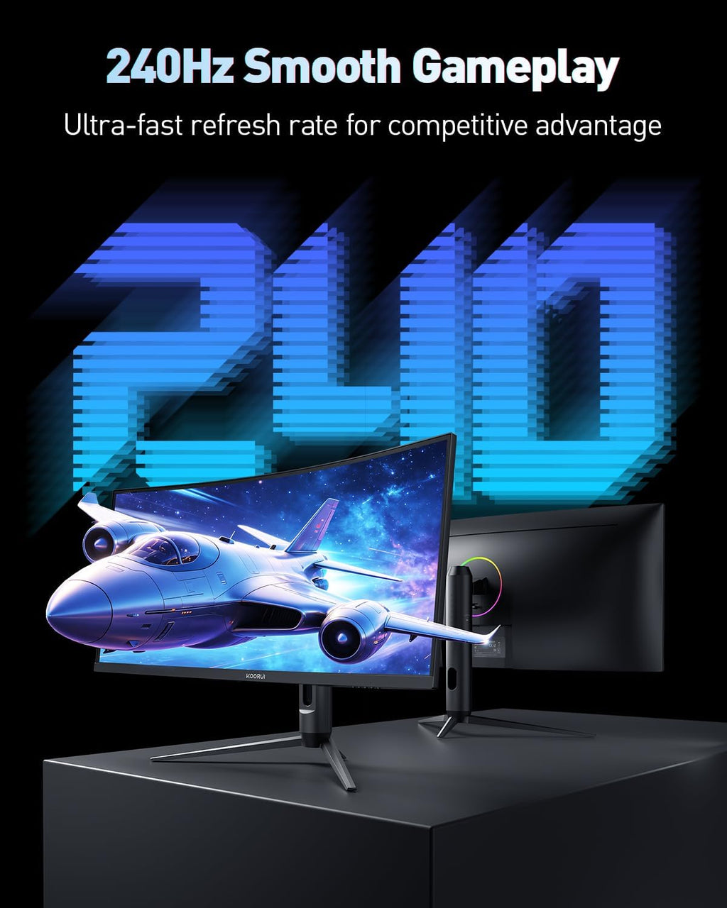 KOORUI 34' Ultrawide Curved Gaming Monitor, 240Hz, WQHD 3440×1440, 1500R Immersive Display, Adaptive Sync, 1ms, DIC-P3 98%, HDR400, HDMI 2.1/DP 1.4, VESA, for PC Gaming, Work & Play