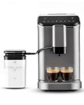 EUHOMY Fully Automatic Espresso Machine, 20 Bar Coffee Maker with Grinder and Integrated Milk Frother, Automatic Espresso Machine with Touch Screen, 15-Grind Settings Coffee Machine for Home, Silver