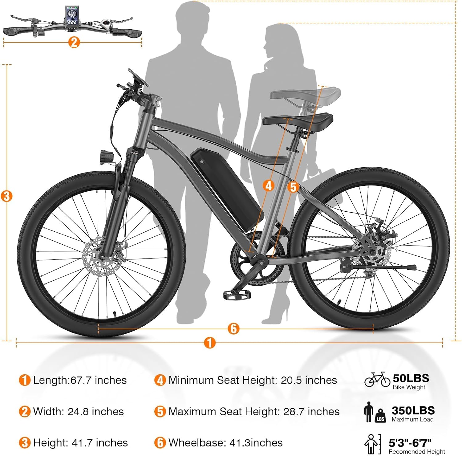 Electric Bike for Adults, 26' Commuter Ebikes with 5-Level Pedal Assist & 7 Speed Gears, 25MPH, 720W Motor, 375Wh Battery, 50 Miles, Lockable Suspension Fork, Lightweight Electric Mountain Bicycles.