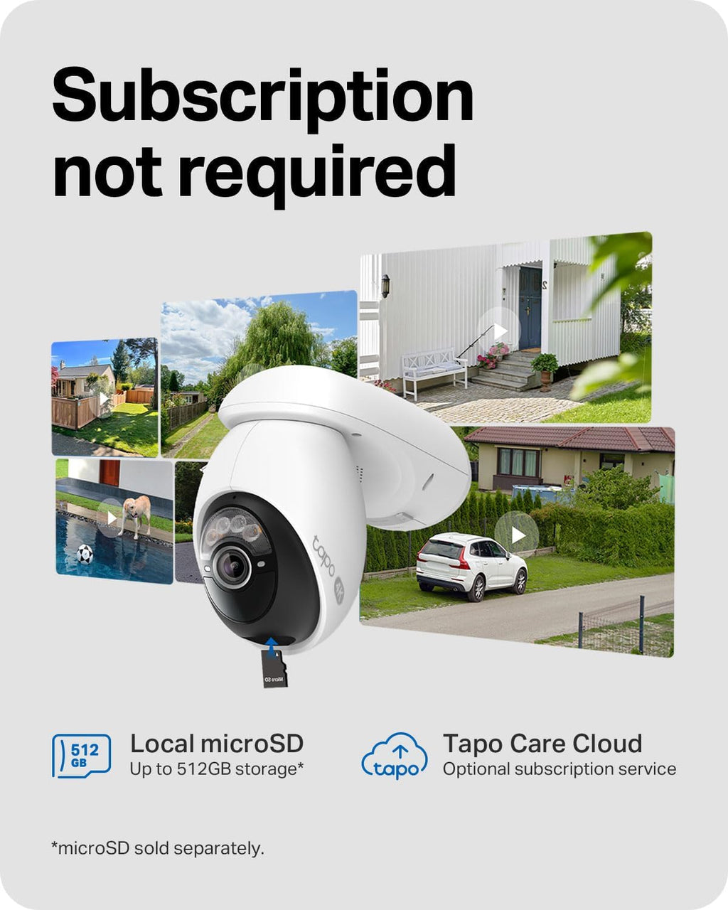 Tapo 4K Outdoor Pan/Tilt Wireless Security Camera - Battery with Solar Charging, 360° Motion Track, 24/7 Capture, Person/Vehicle Detection, Subscription-Free Local Storage or Optional Cloud, C660 KIT