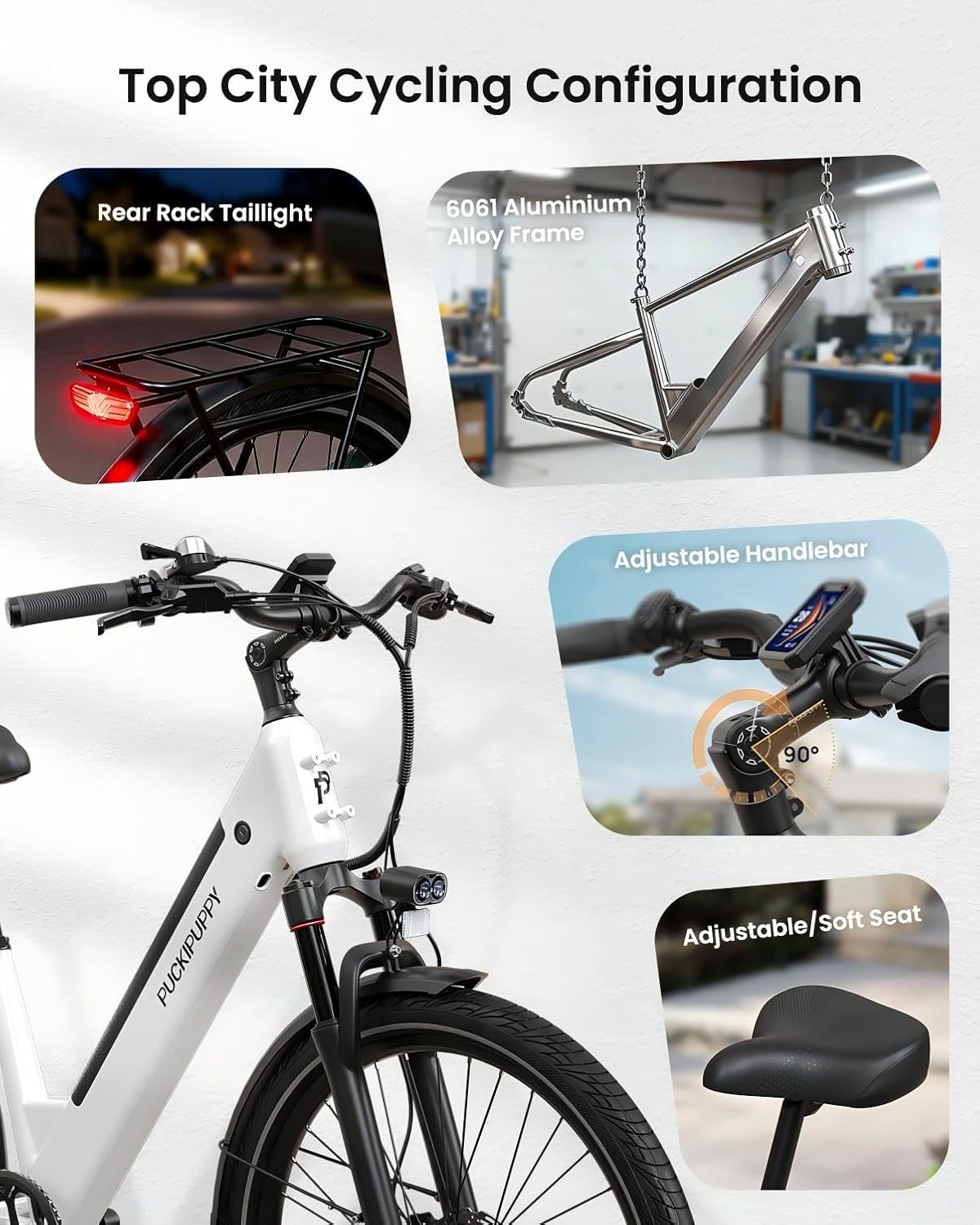 PUCKIPUPPY Electric Bike for Adults 960W, 28MPH 75Miles Commuting Electric Mountain Bike, 48V15AH Removable Battery Adult Electric Bicycles 7-Speed, Poodle Ebike