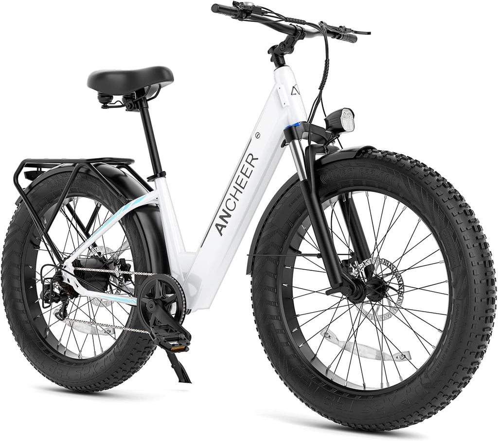 ANCHEER 26' Electric Bike for Adults, 1000W Peak Motor, 20MPH Speed, 60 Miles, 48V 15Ah Removable Battery, Fat Tire Electric Bike Off-Road EBike for Men & Women, UL2849 Compliant, 7 Speed, RoverL/H