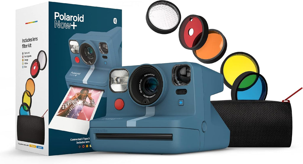 Polaroid Now+ Blue Gray (9063) - Bluetooth Connected I-Type Instant Film Camera with Bonus Lens Filter Set