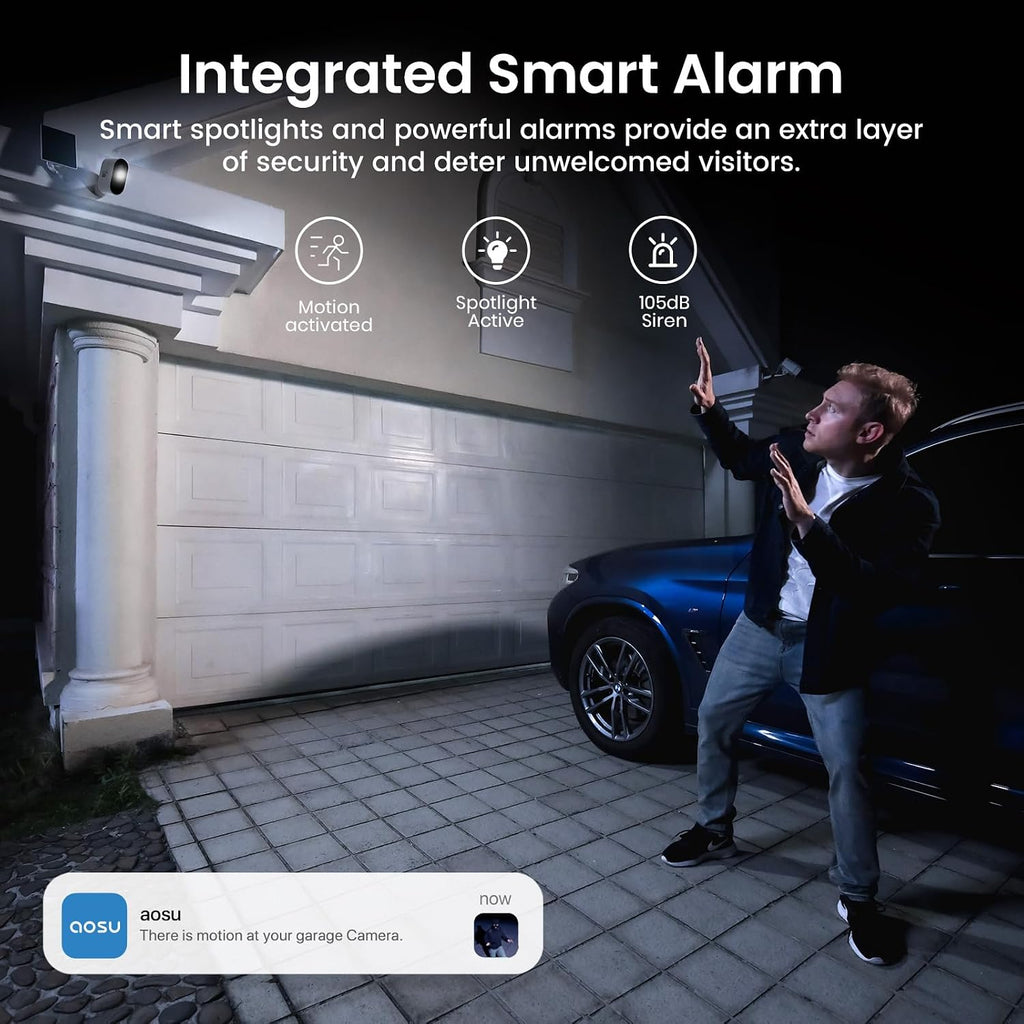 aosu Solar Security Cameras Wireless Outdoor, 2-Cam Kit, 2K QHD Home Security System with 166° Ultra-Wide Angle, Color Night Vision, 120 Days aosuBase Local Storage, No Subscription Needed