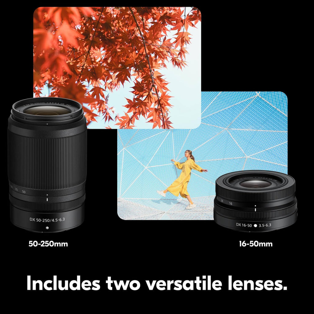 Nikon Z 30 with Two Lenses | Our most compact, lightweight mirrorless stills/video camera with wide-angle and telephoto zoom lenses | Nikon USA Model