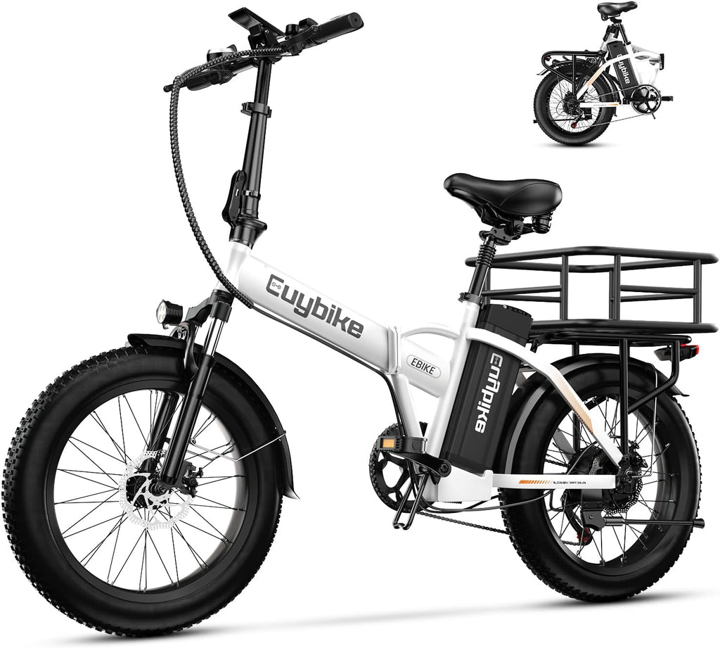 Foldable Electric Bike for Adults, 48V 20Ah Removable Lithium Battery up to 80Miles, 20' Fat Tire 1000W Peak Motor Dirt Ebike Adult Electric Bicycle for Commute Beach Mountain E Bike