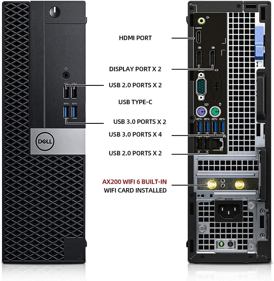 Dell OptiPlex 5050 Desktop Computers with 24' Monitor PC Bundle,Intel i7-6700 3.4GHz,32GB DDR4 Ram New 512GB M.2 NVMe SSD,Intel AX200 Built-in WiFi 6,Bluetooth 5.2,HDMI,Windows 11 Pro (Renewed)