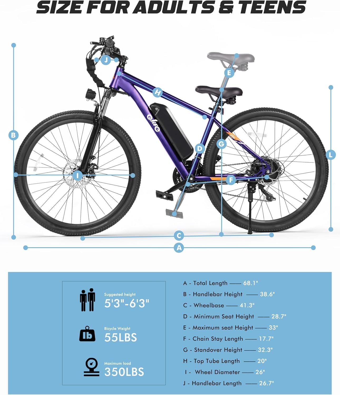 Qlife Racer Electric Bike for Adults - 21-Speed Mountain Lightweight Ebike with Peak 1000W/750W 25MPH/22MPH Brushless Motor, 375Wh Removable Battery, 26X2.1 Tire Step Over E-MTB, Up to 40 Miles