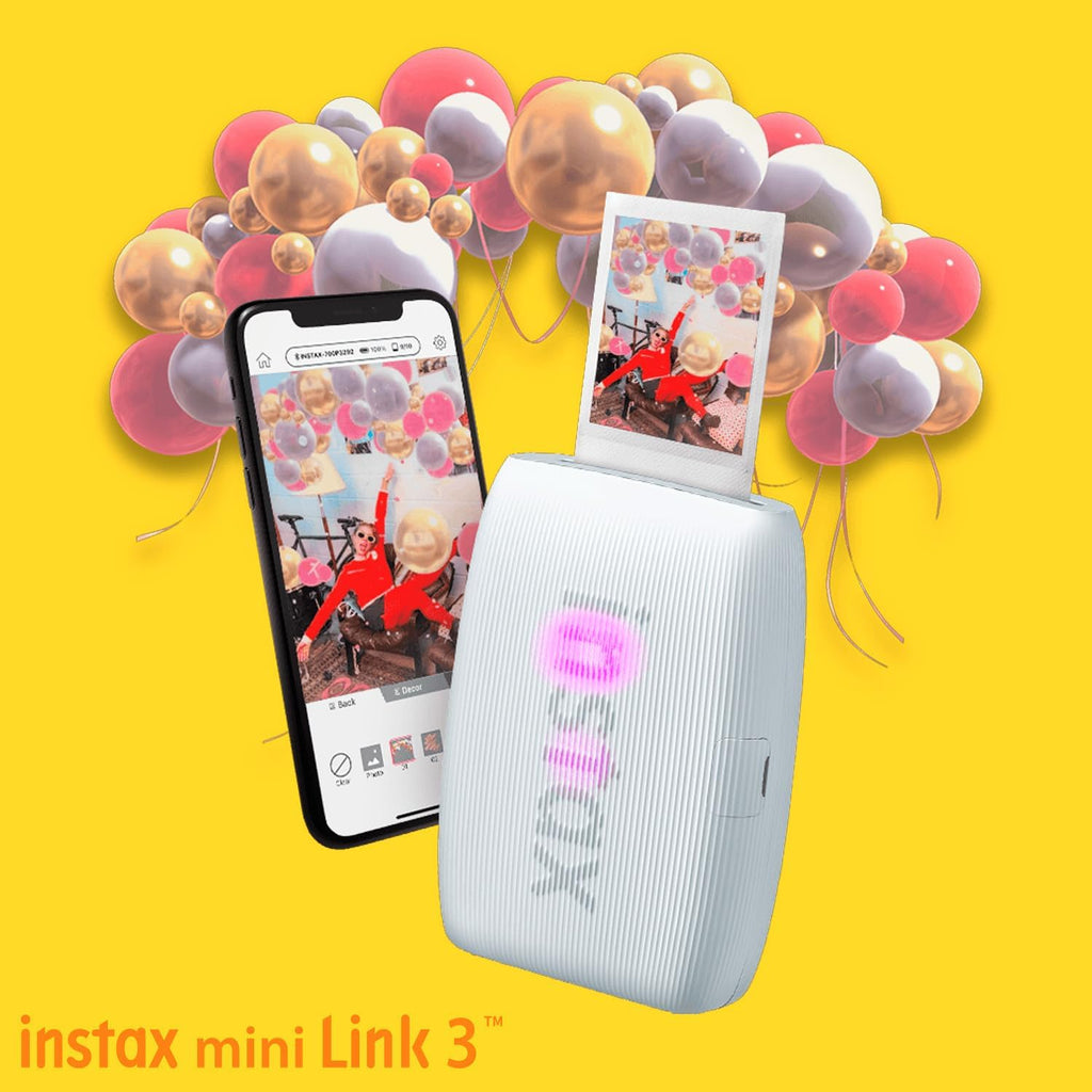 Fujifilm Instax Mini Link 3 Compact Smartphone Printer with Instax AiR Studio App (Clay White) Bundle with Focus Camera Polaroid Film Kit and Fujifilm Instax Mini Twin Film Pack (3 Items)