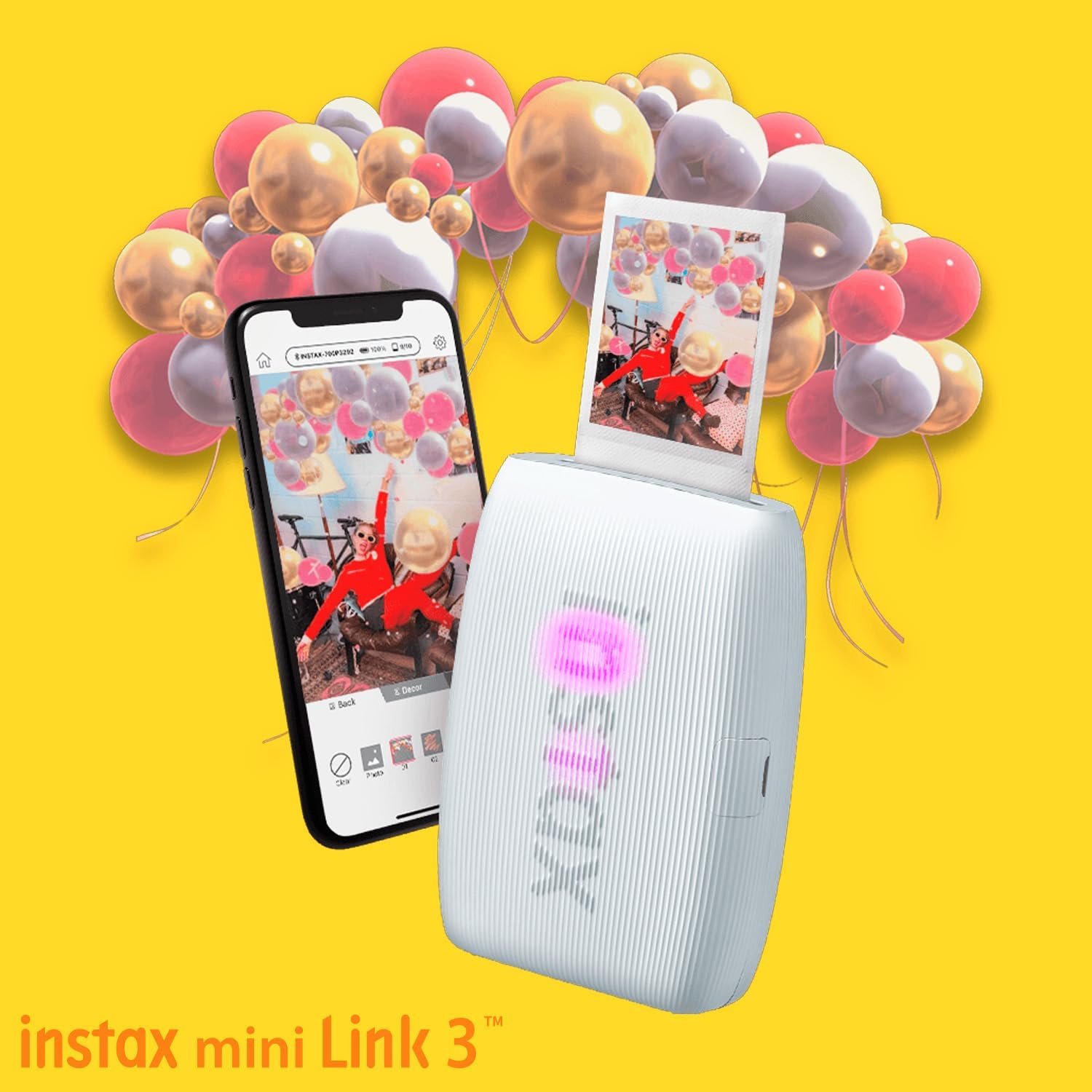 Fujifilm Instax Mini Link 3 Compact Smartphone Printer with Instax AiR Studio App (Clay White) Bundle with Focus Camera Polaroid Film Kit and Fujifilm Instax Mini Twin Film Pack (3 Items)