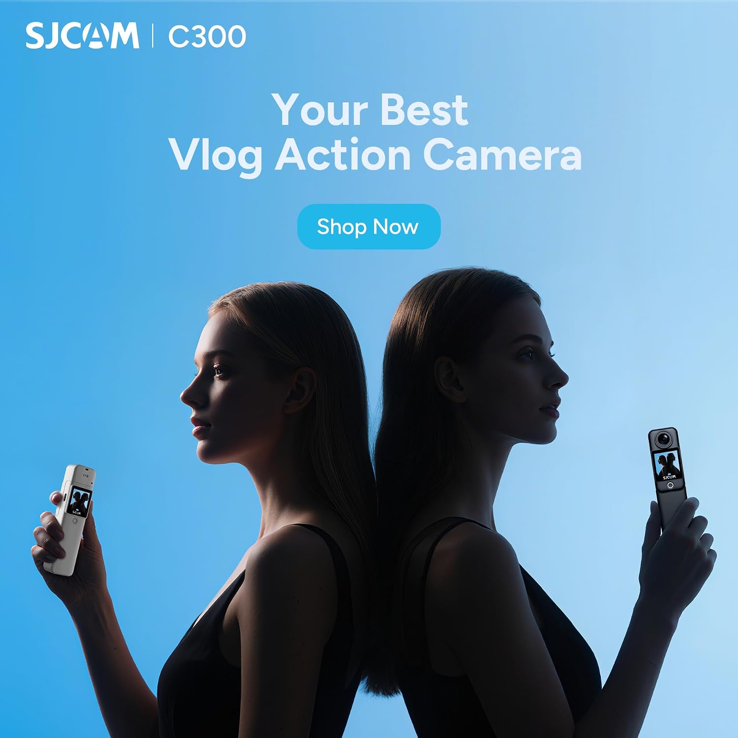 SJCAM C300 4K Action Camera,64GB Magnetic Body Cam & Handheld Detachable Design, Vlogs for Content Creators YouTube Streaming,7Hour Power,Stabilization,Waterproof,Black