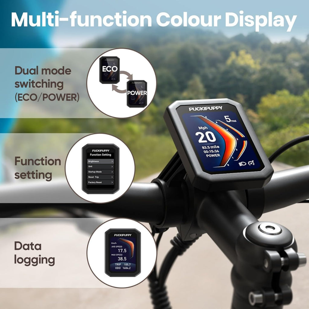 PUCKIPUPPY Electric Bike for Adults with 960W(Peak), 26' Fat Tire Electric Mountain Bike, 48V 15AH Removable Battery Ebike, 28MPH Aluminum Frame E Bike with Rear Storage Shelf