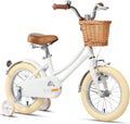 Glerc Little Molly 12-20 Inch Kids Retro Cruiser Bike for 2-13 Year Old with Wicker Basket & Training Wheels/Kickstand, Multiple Colors