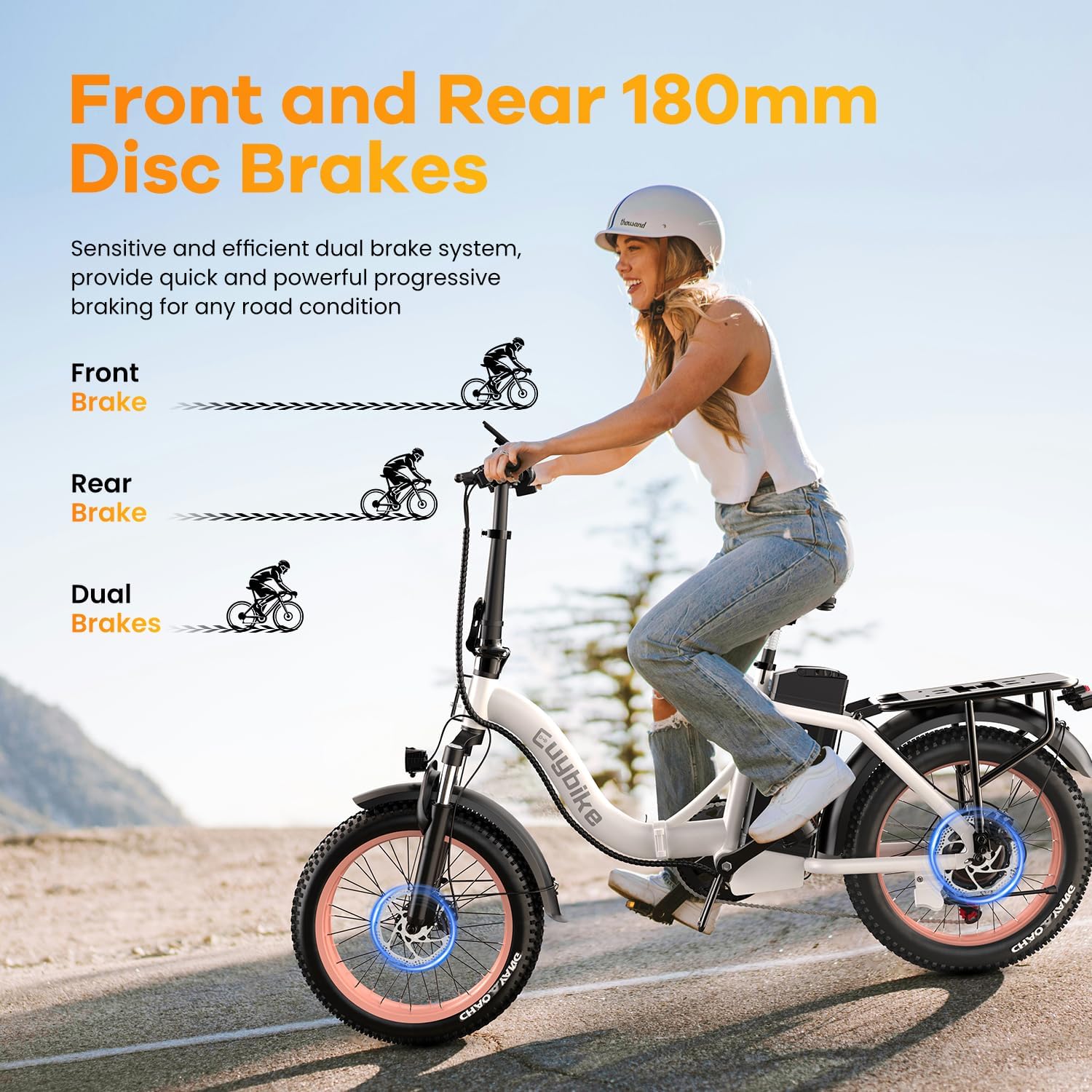 EUYBIKE Folding Electric Bike for Adults with Peak 1000W Motor, 48V 20AH Battery up to 80 Miles, 20' Fat Tire All Terrain Ebike, Front Suspension 7-Speed Commuter E Bike, Step-Thru, UL Certified