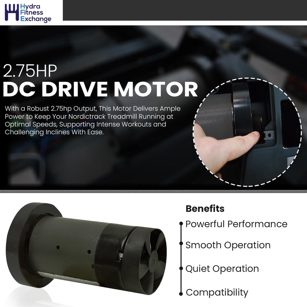 H.F Exchange DC Drive Motor with Flywheel 130VDC, 2.75 H.P Powerful Treadmill Motor for Smooth Operation Easy Replacement P/N 295727 or 198237 Work with Pro-Form Image 995 SEL J8Ii