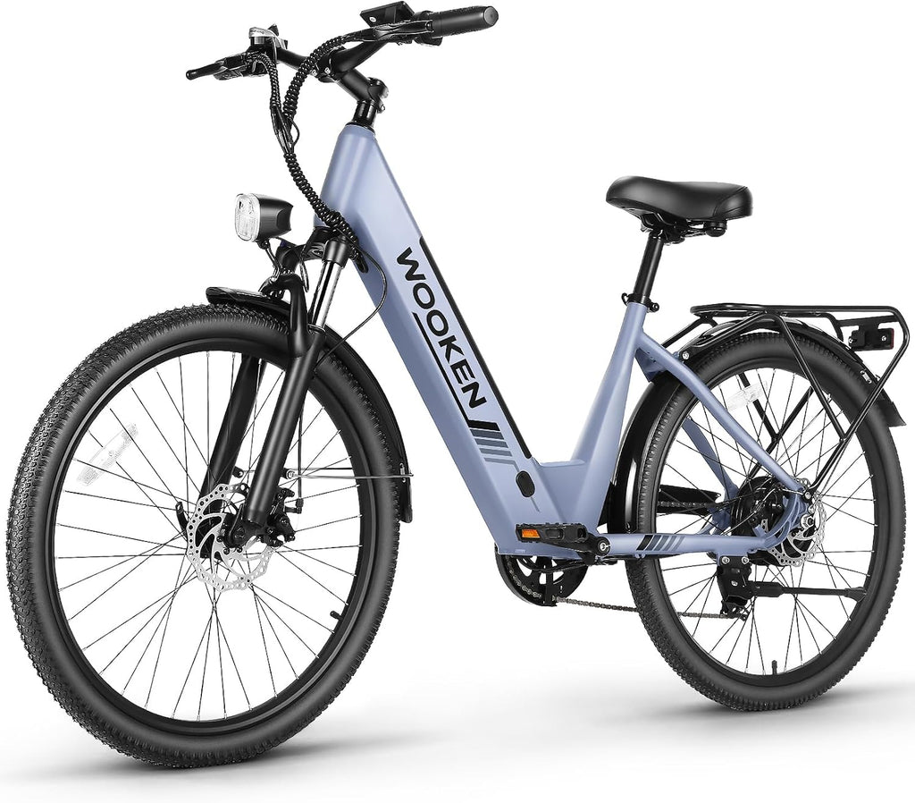 Wooken Electric Bike for Adults, 1000W Peak Ebike, 26' x 2.1' Tire Step Through Electric Bike, City Cruiser Ebike with 48V 10.4/15Ah Removable Battery, 7 Speed, SGS Certified to UL2849