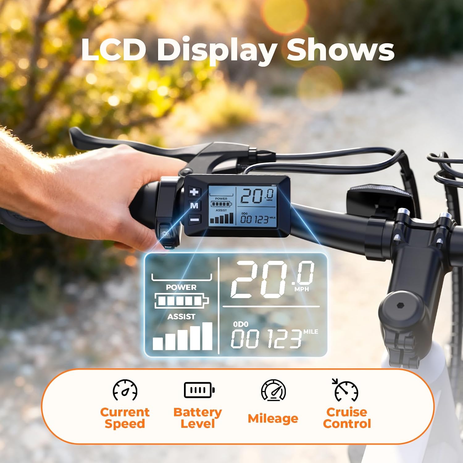 Electric Bike, 1000W Peak Powerful Motor, 65+ Miles Range & 20MPH Top Speed, 26'' Tires E-Bike, Adjustable Seat, Shock Absorber, Commuting Electric Bike for Adults