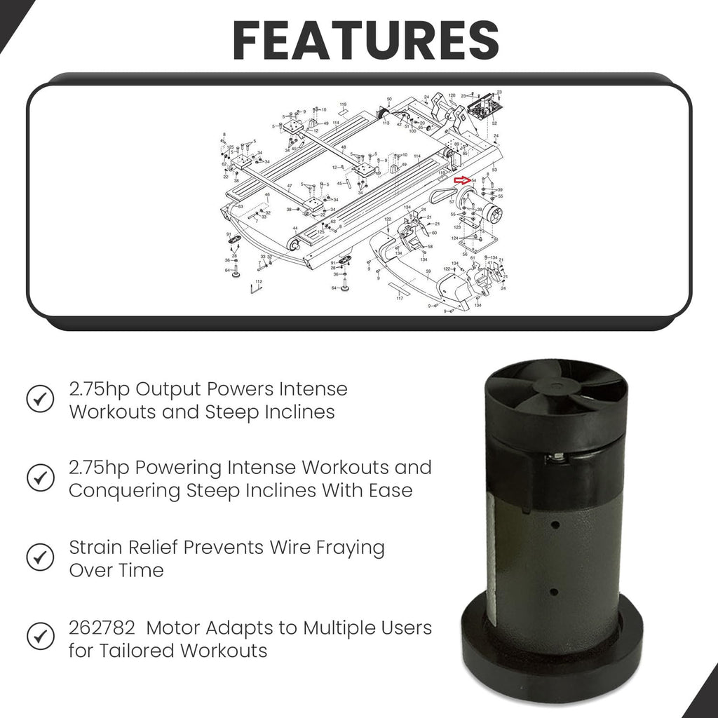 H.F Exchange DC Drive Motor with Flywheel 130VDC, 2.75 H.P Powerful Treadmill Motor for Smooth Operation Easy Replacement P/N 295727 or 198237 Work with Pro-Form Image 995 SEL J8Ii