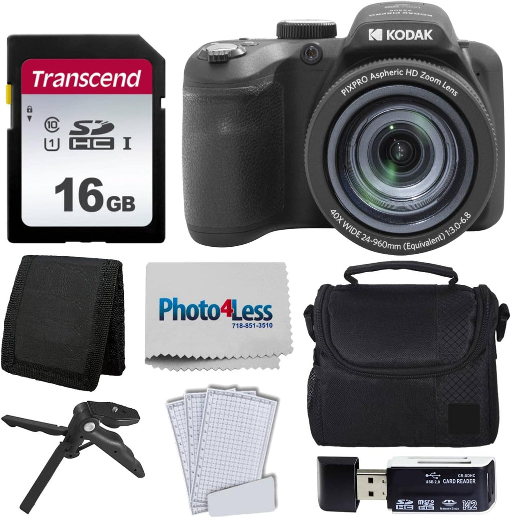 Kodak PIXPRO AZ405 Digital Camera (Black) + 16GB Memory Card + Camera Case + Accessories - Ultimate Bundle