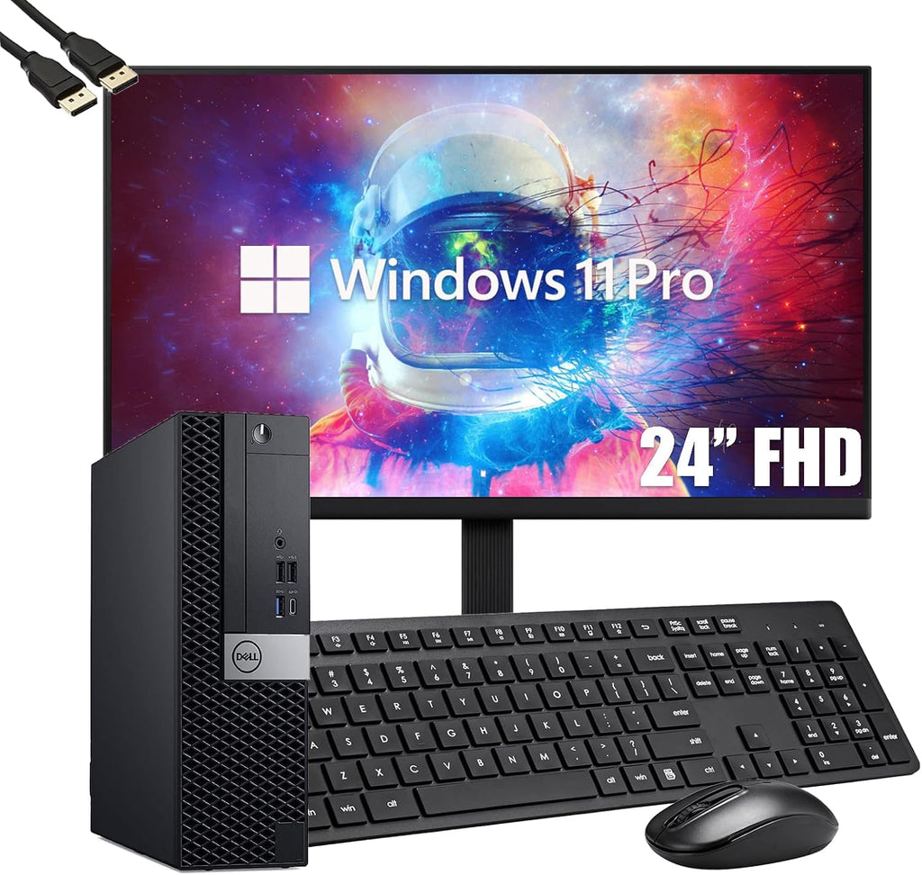 Dell OptiPlex 7050 SFF Desktop Computer PC with New 24' FHD Monitor, Intel Core i5-7500, 16 GB RAM, 512 GB SSD, Keyboard & Mouse, Windows 11 Pro (Renewed)