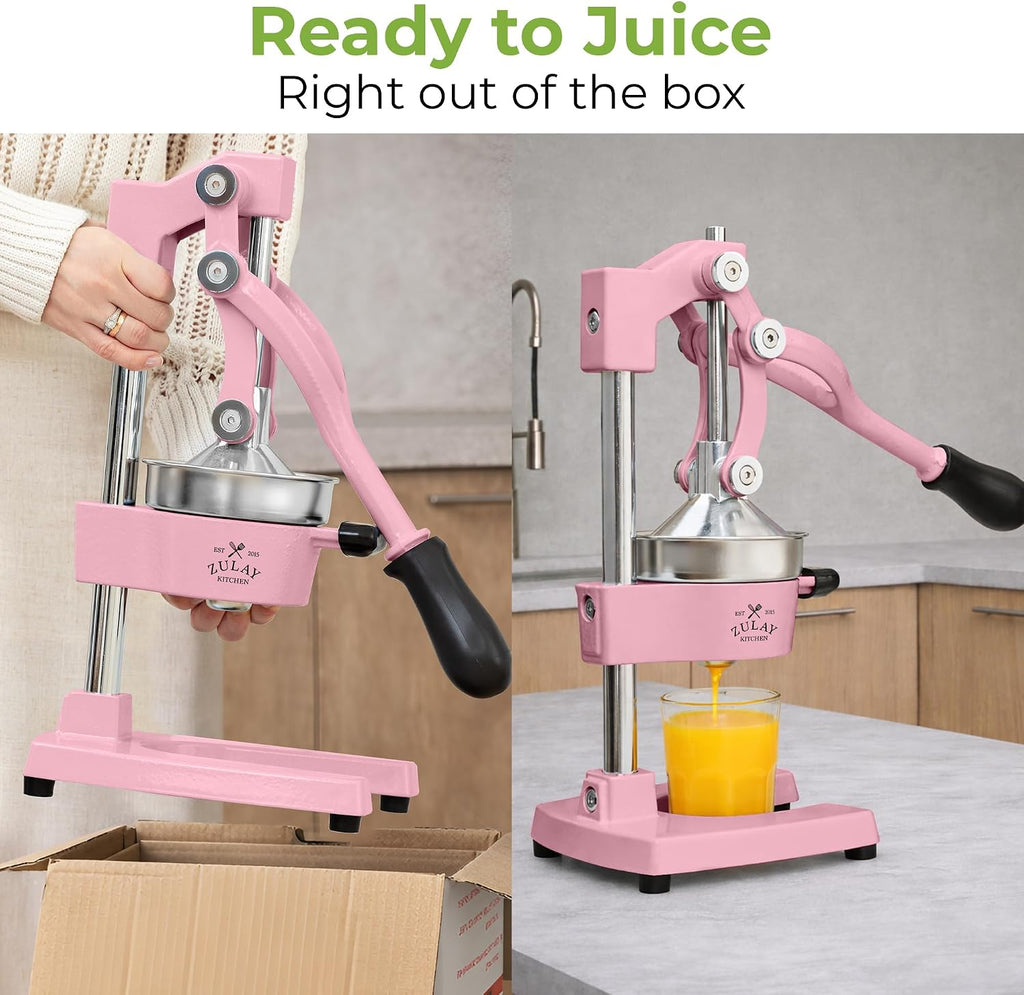 Zulay Kitchen Cast Iron Juicer - Heavy Duty Manual Juicer with Detachable Strainers for Easy Cleaning, Orange Juice Press for Citrus Fruits, Perfect for Bartenders, Juice Lovers & Health Enthusiasts
