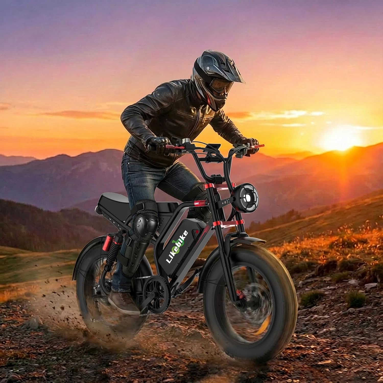 Likebike Electric Bike for Adults 1500W/2000W/3000W Peak,32/36/47MPH 20' Fat Tire Ebike, 48V 20AH/23AH/33Ah Removable Battery 7-Speed Full Suspension Mountain Bike Off Road Hydraulic Disc Brake