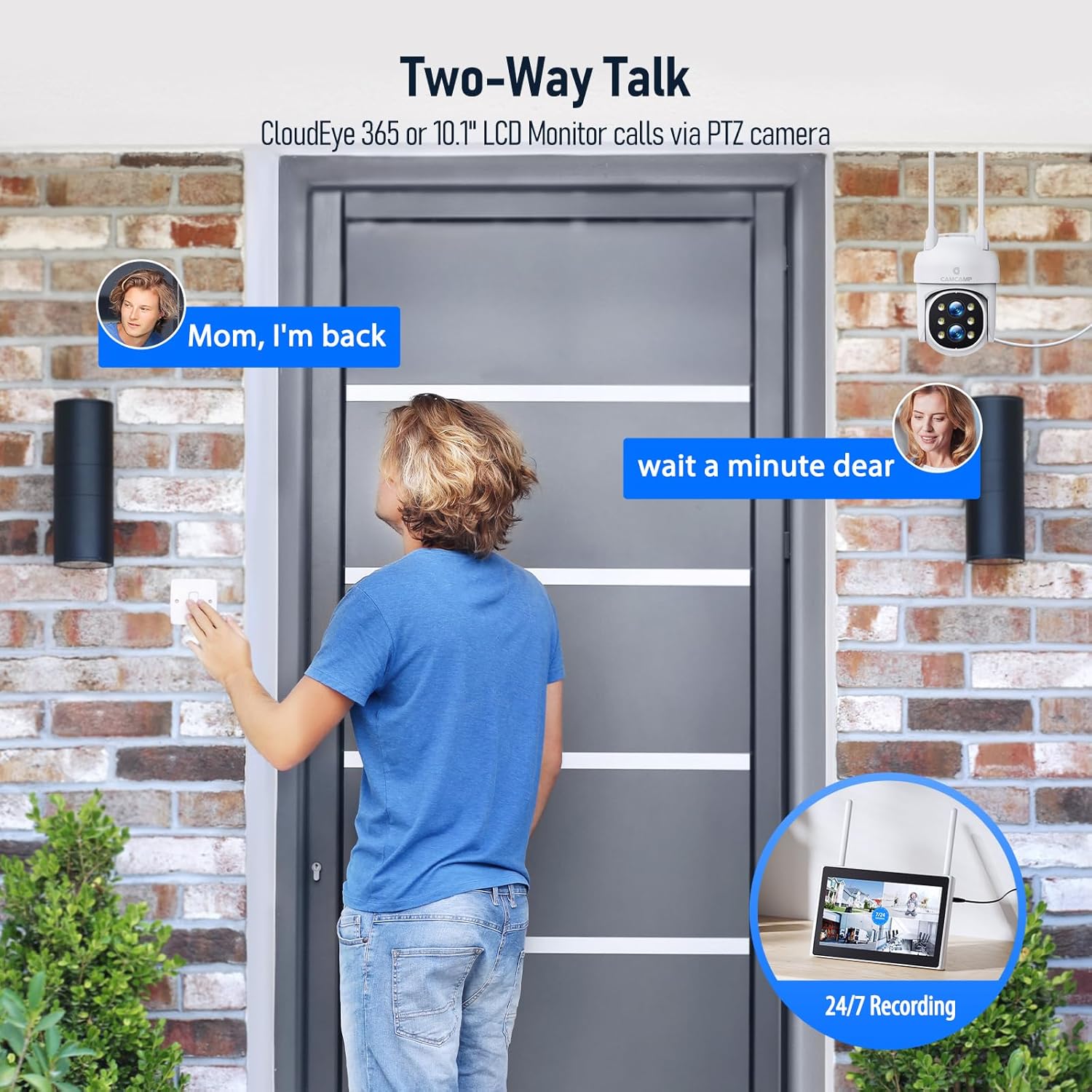 Camcamp Wireless Security Camera System with Monitor,10x Zoom 5MP Dual Lens Security Camera Outdoor with Night Vision,Motion Detection,Expandable 10CH 4K NVR.for Home Surveillance Kits Indoor/Outdoor