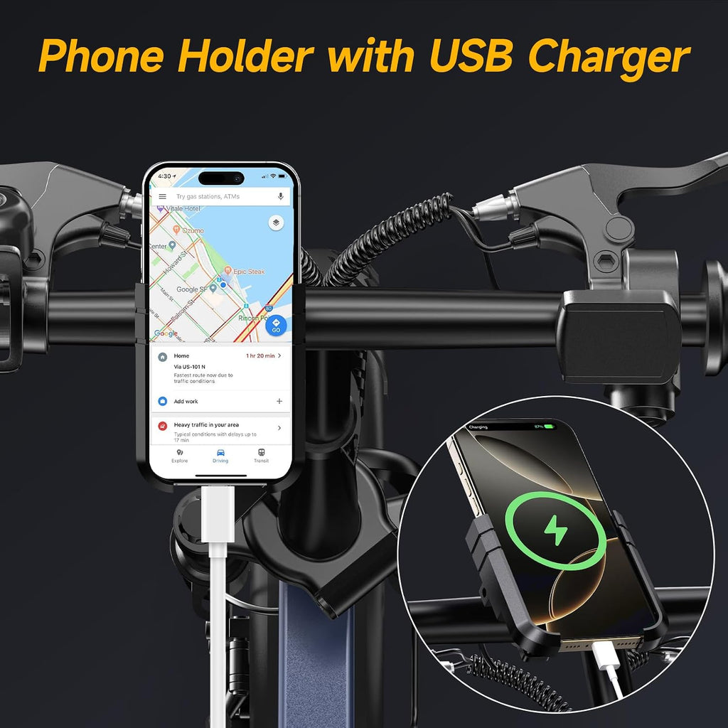 INSDRGN Folding Electric Bike for Adults Teens, Peak 1500W, 62 Miles PAS Range, 48V 16AH Removable Li Battery Ebike, 9 Shocks Full Suspension, 20 MPH Electric Bicycle, UL2849 Certified