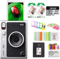 FUJIFILM INSTAX MINI EVO Hybrid Instant Camera | Black Bundle with Instax Mini Film | 20 Exposures + 64GB Micro SD Card + Mini Album, Borders, Stickers & Clips + Cleaning Cloth (5 Items)