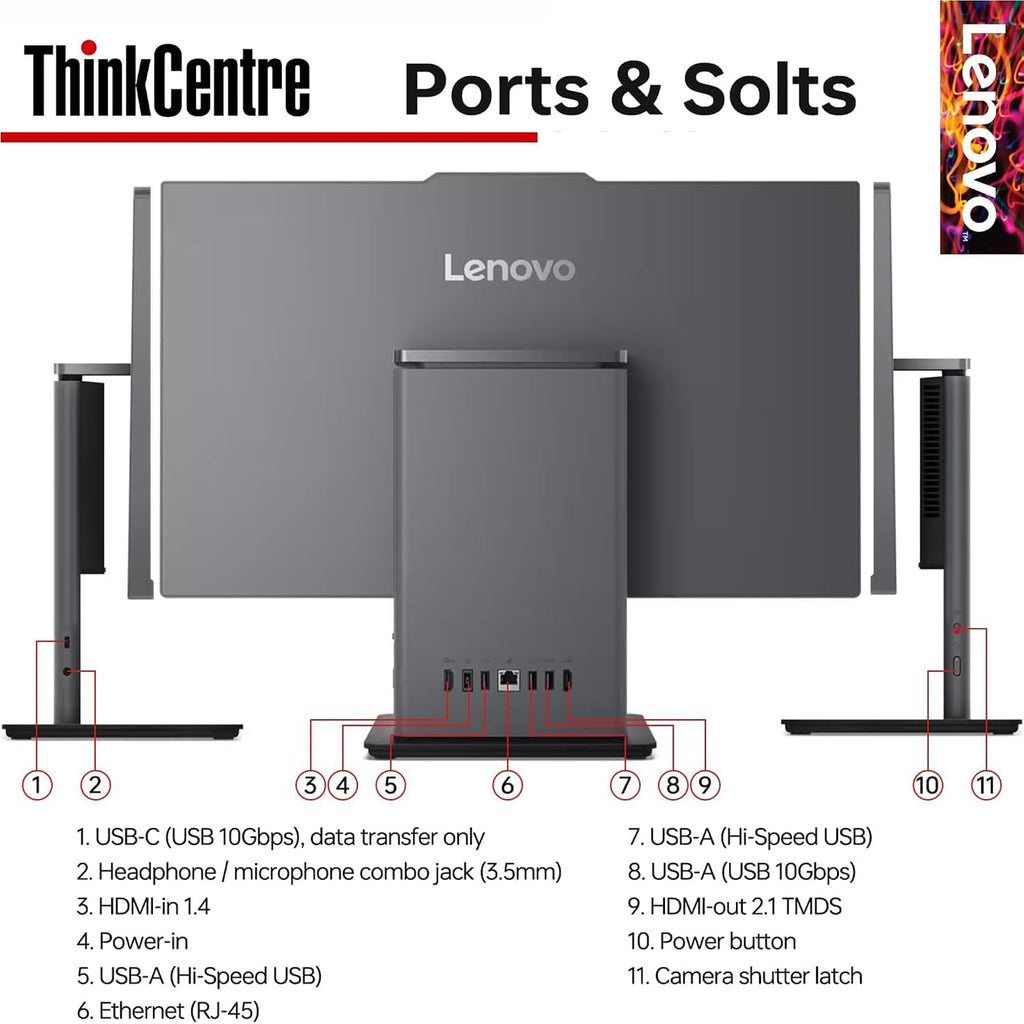Lenovo ThinkCentre All-in-One Computer | Intel 10-core i7 Processor (4.9GHz) | 16GB DDR5 RAM, 512GB SSD | 24'' Full HD Display | Wi-Fi 6 | Bluetooth | USB-C | HDMI in&Out | KB&Mouse | Windows 11 Pro