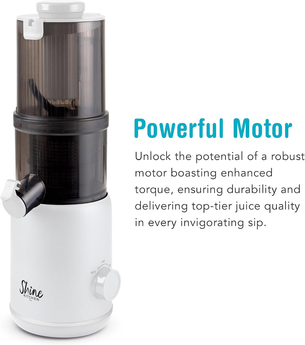Shine Multi-Batch Compact Cold Press Juicer SMB-1, Hands-Free, Hopper Continuous Feed, Portable