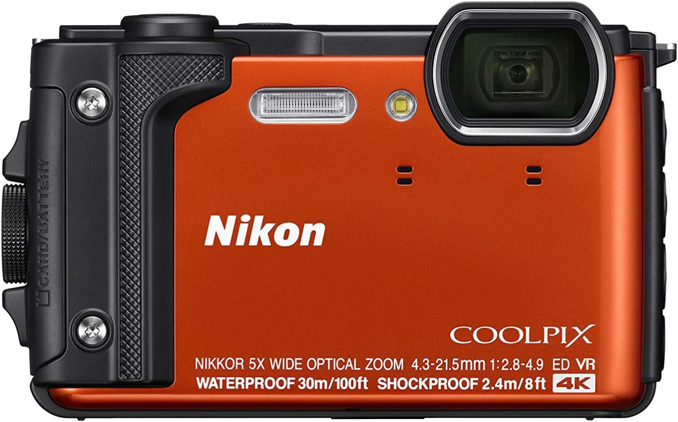 Nikon W300 Waterproof Underwater Digital Camera with TFT LCD, 3', Orange (26524)