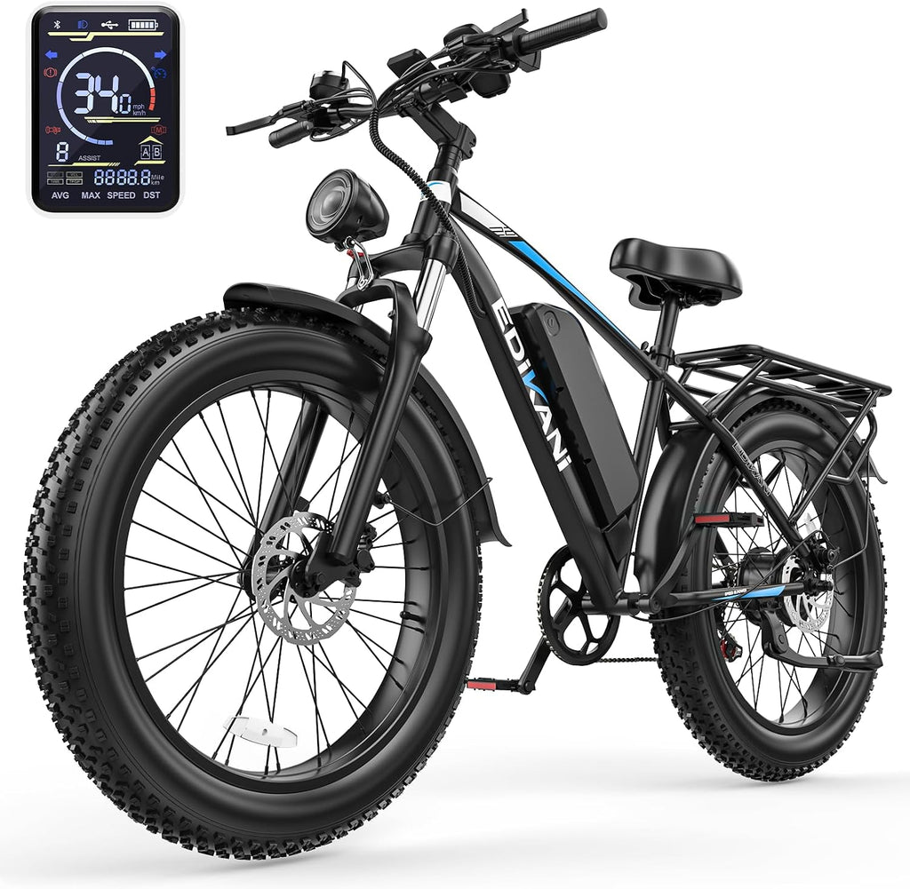 EDIKANI S01 26' Electric Bike for Adults, Peak 2000W 34MPH Fast E Bike for Men, 100 Miles Fat Tire Ebike for Adults Electric with 1104WH Removable Battery, E Bicycle for Commuter with Brake Light