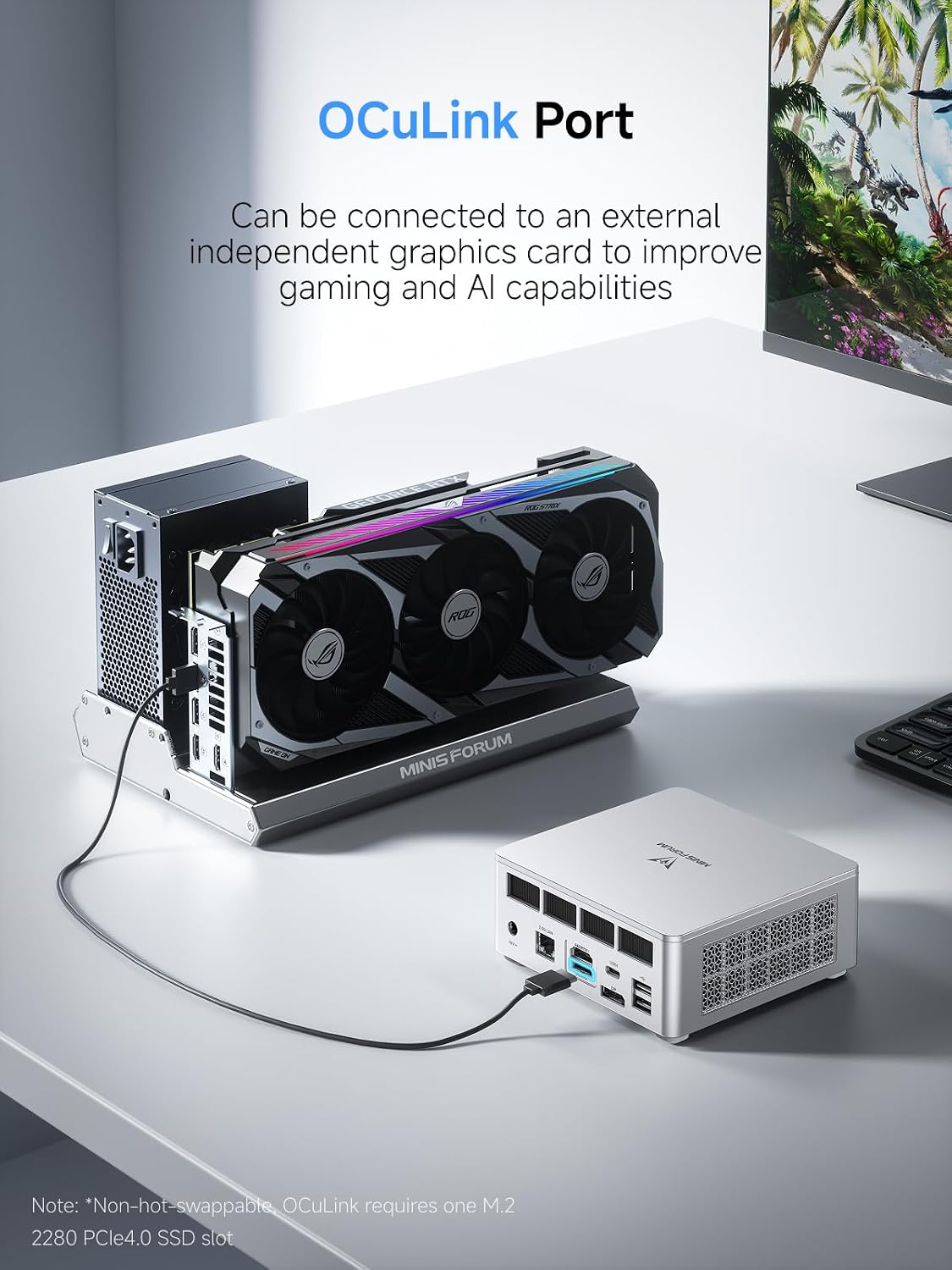 MINISFORUM UM880 Plus Mini PC AMD Ryzen 7 8845HS(8C/16T, up to 5.1GHz), 16GB DDR5 512GB SSD, HDMI+DP+USB4 Triple Outputs, OCuLink, 2.5G LAN, 5X USB Port, WiFi6E, Radeon 780M Graphics Micro Computer