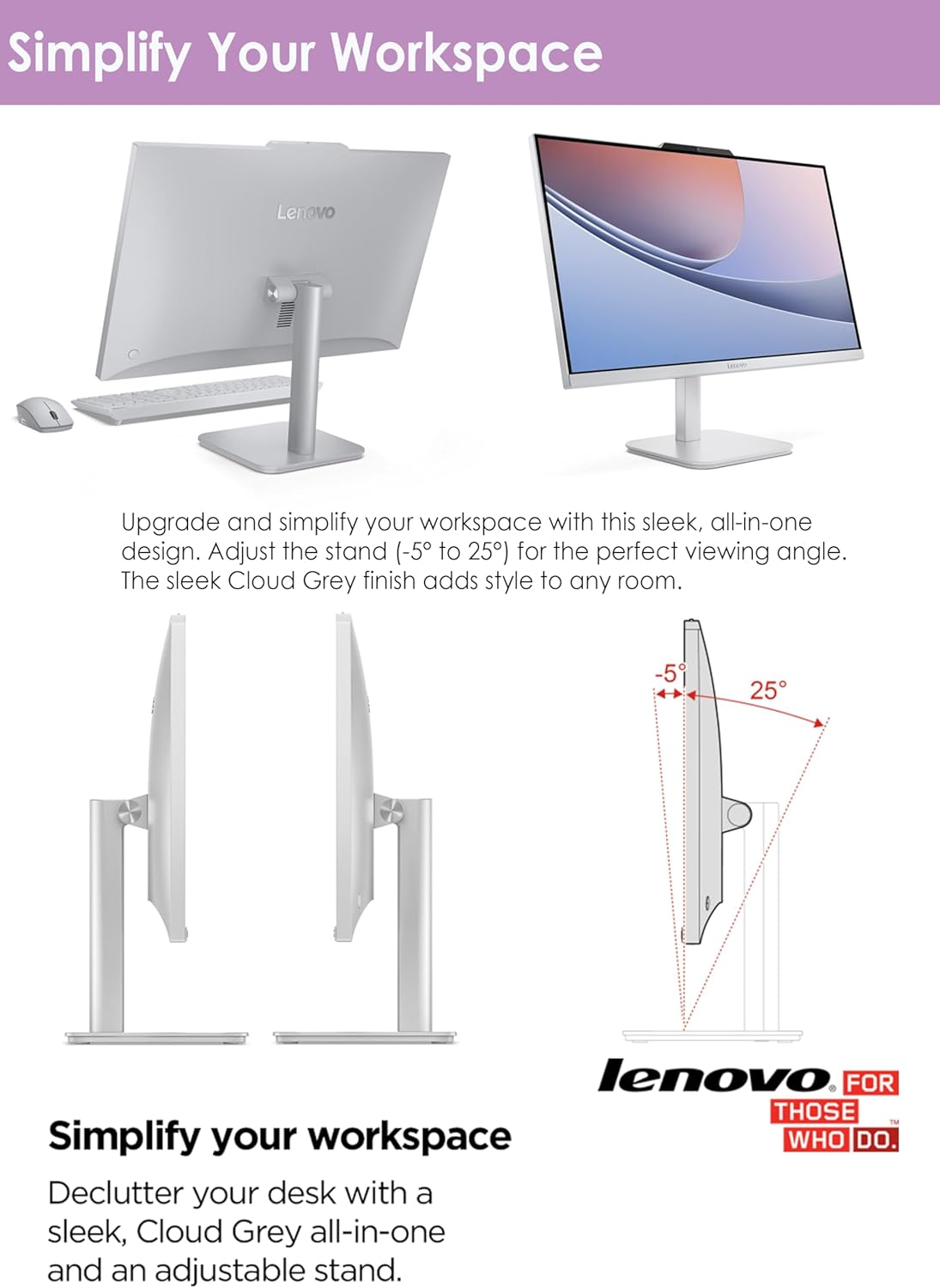 Lenovo All in One Desktop with Intel Ultra-Fast 4-Core CPU| 24 inch Full HD Display| 8GB RAM, 512GB PCIe SSD| Wi-Fi 6| Bluetooth| USB, Ethernet Port| Windows 11 | HDMI Out| Wireless Keyboard & Mouse